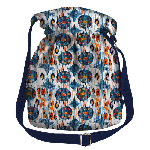 Женская сумка мешок Torba Сине-оранжевый орнамент