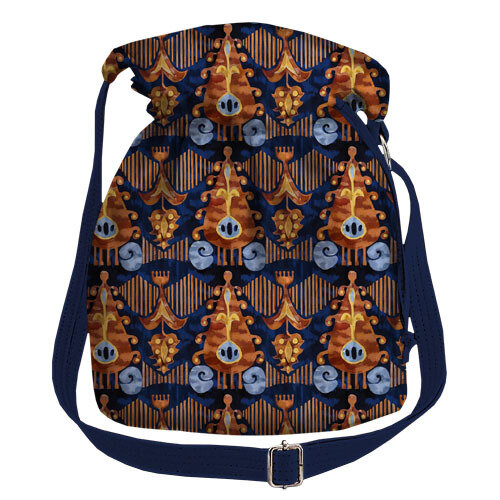 Женская сумка мешок Torba Коричнево-синий орнамент