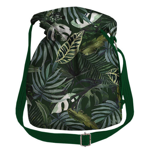 Женская сумка мешок Torba Тропические листья темно-зеленые