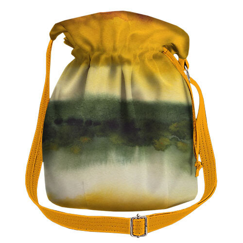 Женская сумка мешок Torba Зелено-желтые разводы