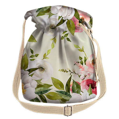 Женская сумка мешок Torba Нежные розовые и белые цветы