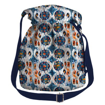 Жіноча сумка-мішок Torba Синьо-рудий орнамент
