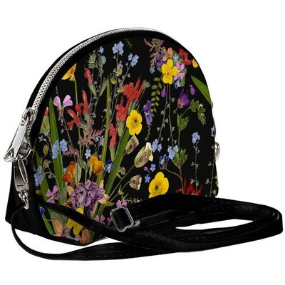 Маленька жіноча сумочка Coquette Квіти на чорному фоні