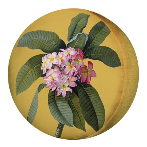 Подушка круглая Нежный цветок на желтом фоне