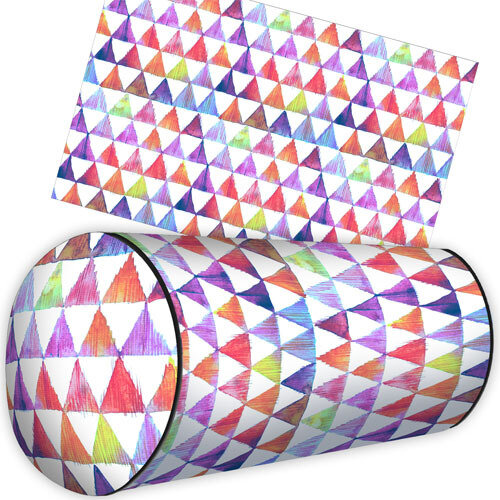 Подушка валик Разноцветные треугольники