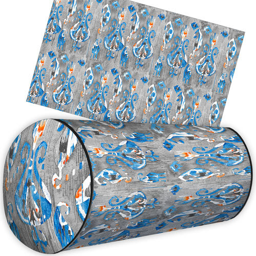 Подушка валик Серо-голубой этно орнамент