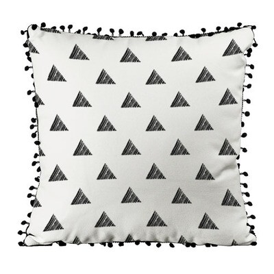 Подушка декоративна з помпонами (мішковина) Трикутники