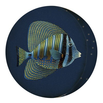 Подушка кругла Рибка на темно-синьому фоні