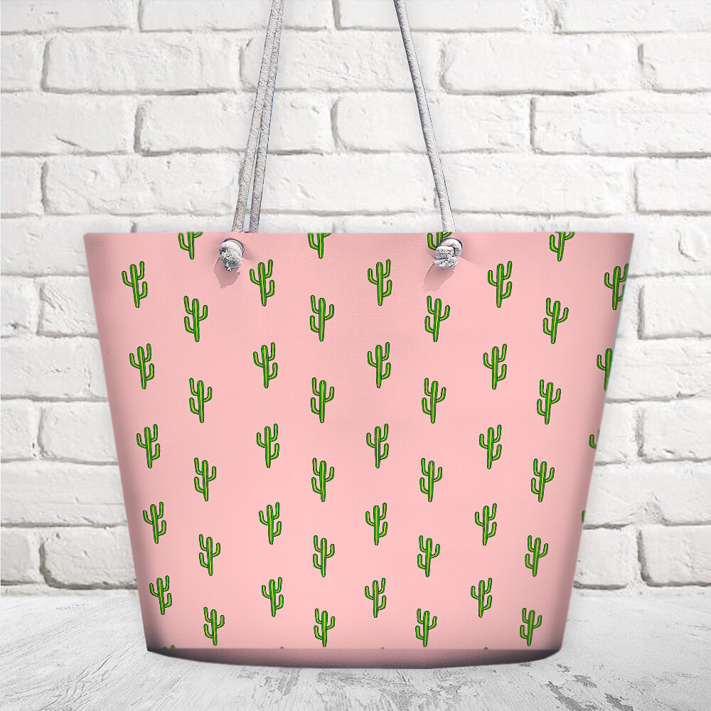 Пляжная сумка Malibu Кактусы на розовом фоне