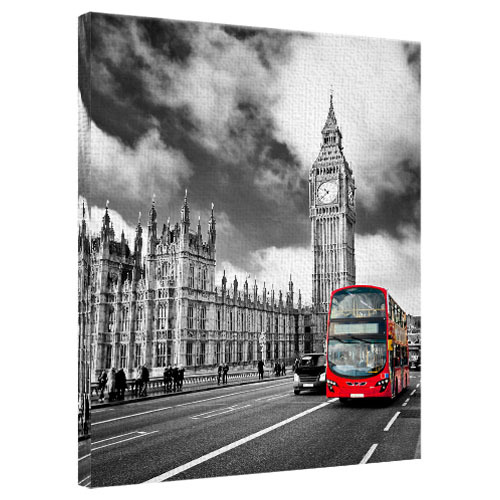 Картина на ткани, 40х50 см Биг-Бен и Лондонский автобус