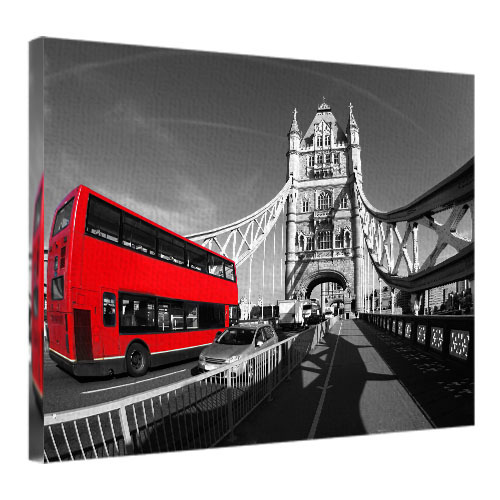 Картина на ткани, 45х65 см Красный автобус на Блэкфриарс мосту, Лондон