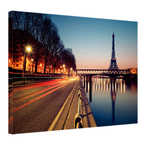 Картина на ткани, 45х65 см Вечерний Париж, Эйфелевая башня