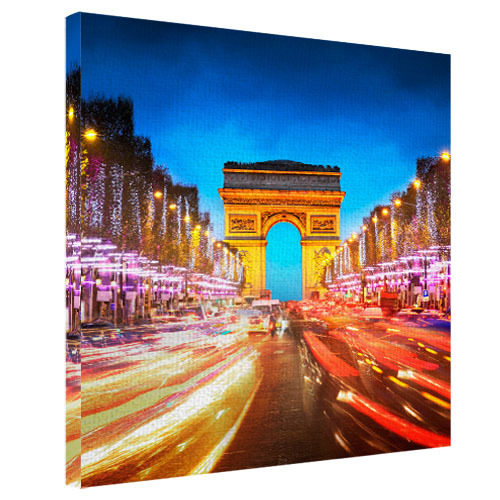Картина на ткани, 65х65 см Ночная Триумфальная Арка, Париж