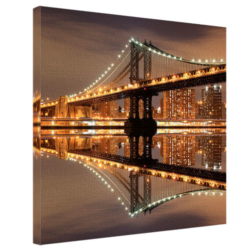 Картина на ткани, 65х65 см Ночной Бруклинский мост