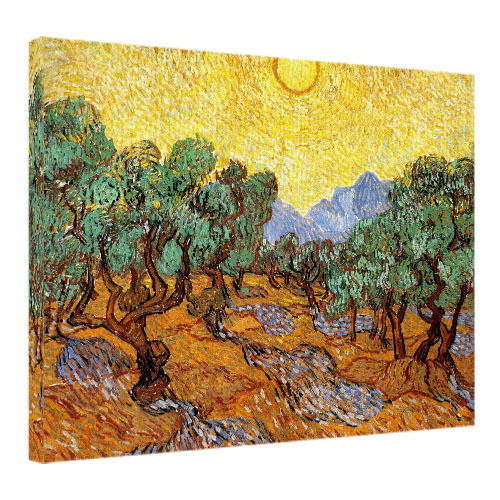Картина на ткани, 45х65 см Оливковые деревья с желтым небом и солнце