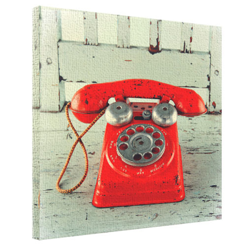 Картина на ткани, 50х50 см Красный телефон