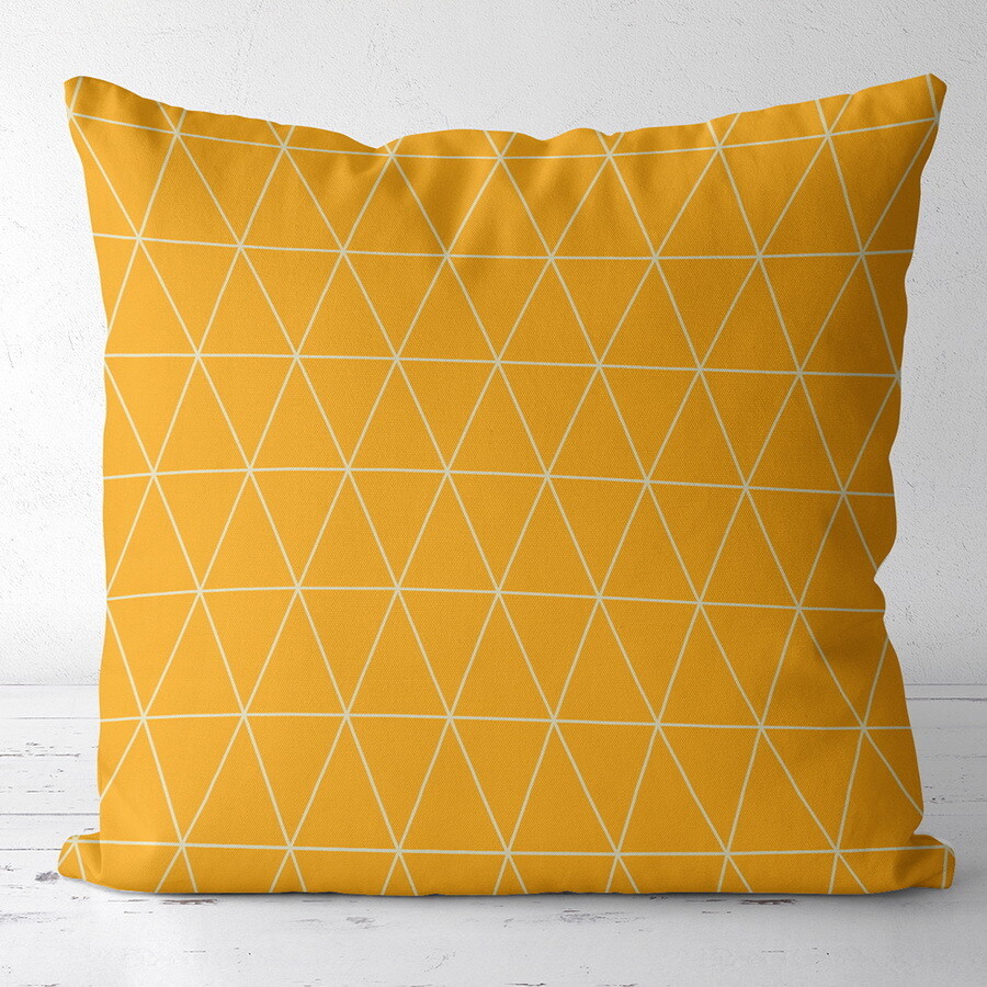 Подушка с принтом 30х30 см Желтые треугольники