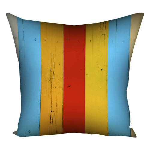 Подушка с принтом 30х30 см Разноцветные доски