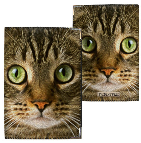 Обложка на паспорт Кот с зелеными глазами