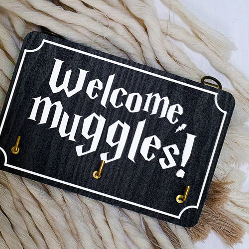 Ключница настенная маленькая, 10х15 см Welcome, muggles! (Гарри Поттер)