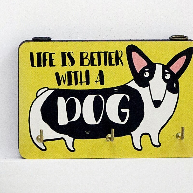 Ключниця настінна маленька, 10х15 см  Life is better with a dog