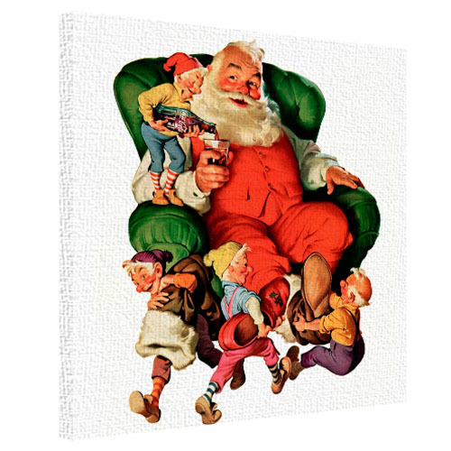 Картина на ткани, 50х50 см Санта с гномами