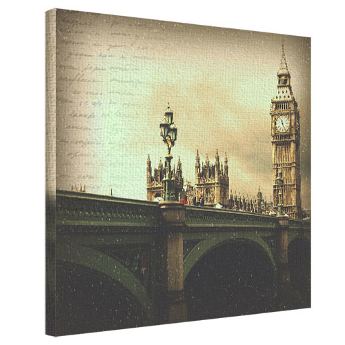Картина на ткани, 50х50 см Вестминстерский мост и Биг-Бен
