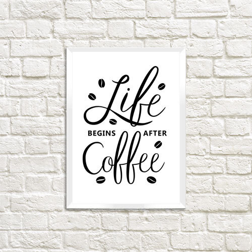 Постер в рамке A4 Life begins after coffee