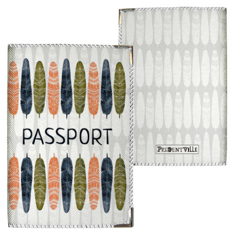 Обложка на паспорт Перья разноцветные