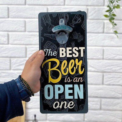 Настінна відкривачка для пляшок The best beer is an open one