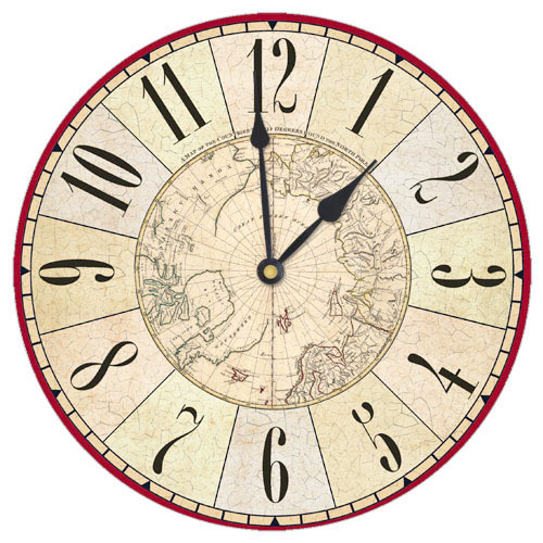 Часы настенные круглые, 36 см Карта