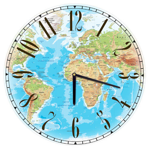 Часы настенные круглые, 36 см Карта