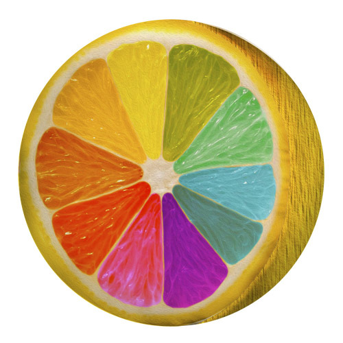 Подушка круглая Радужный лимон