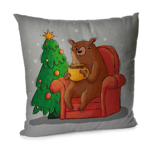 Подушка для дивана 45х45 см Медведь с горячим шоколадом