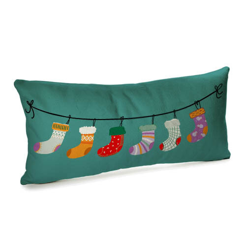 Подушка для дивана (бархат) 50х24 см Новогодние носки