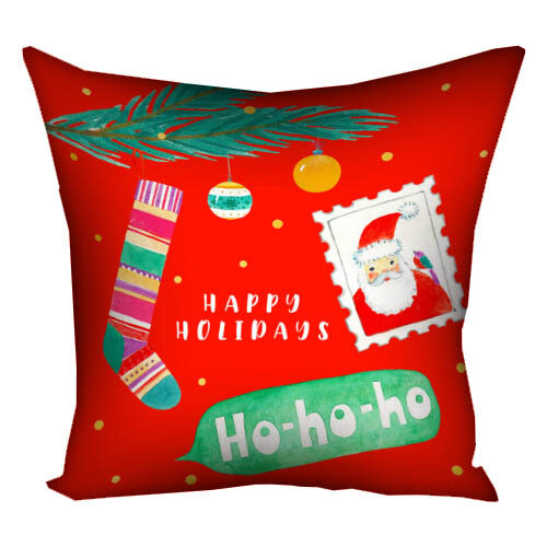 Подушка с принтом 40x40 см Happy holidays ho-ho-ho