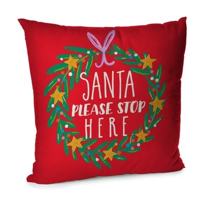 Подушка для дивана 45х45 см Santa please stop here