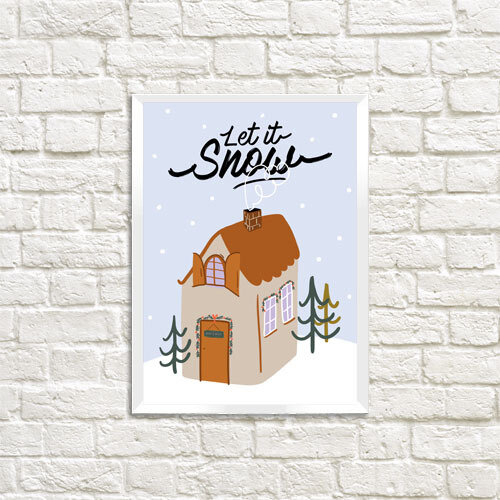 Постер в рамке a4 Let it snow