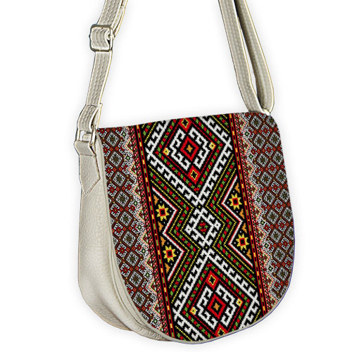 Молодёжная сумка Saddle белая Український орнамент