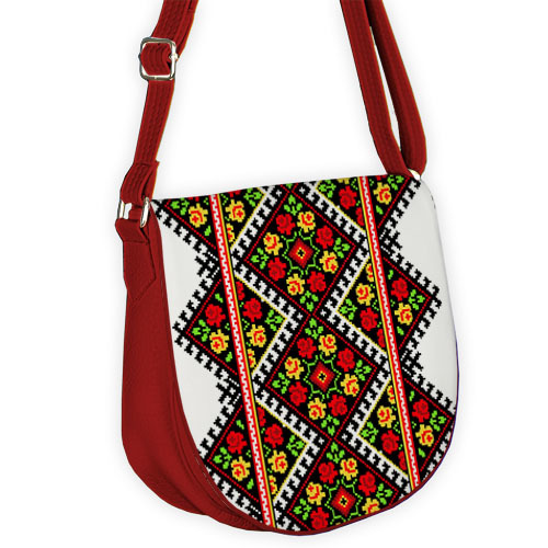 Молодёжная сумка Saddle красная Український квітковий орнамент