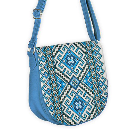 Молодёжная сумка Saddle Український блакитно-білий орнамент