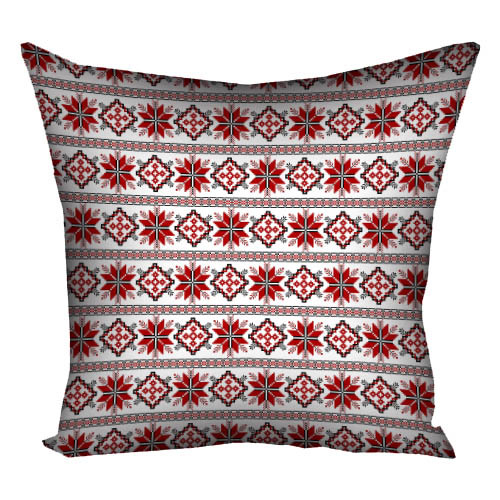 Наволочка для подушки 30х30 см Украинский орнамент красный