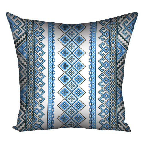 Подушка з принтом 40х40 см Український орнамент блакитний