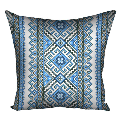 Подушка с принтом 40х40 см Український орнамент голубий