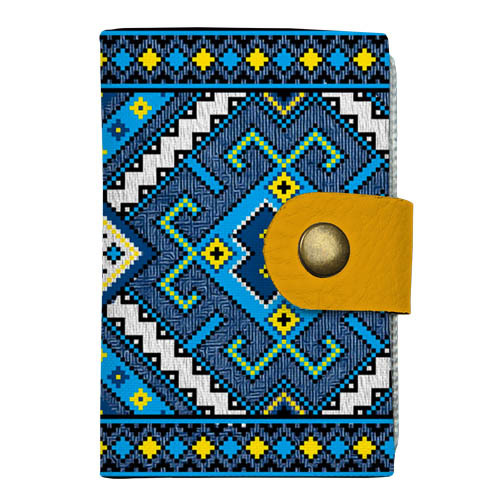 Кредитница на кнопке Український синій орнамент