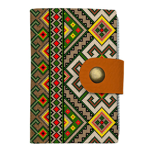 Кредитница на кнопке Український коричнево-зелений орнамент