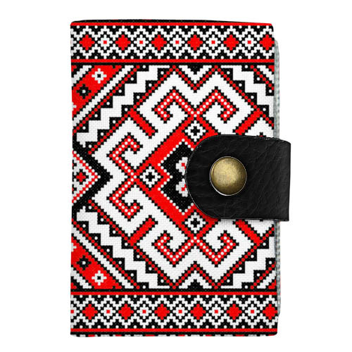 Кредитница на кнопке Український червоно-білий орнамент