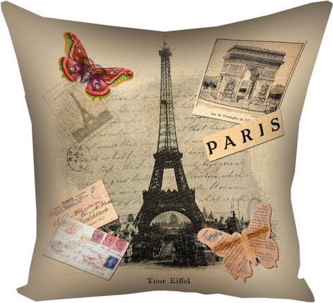 Подушка с принтом 40х40 см Париж Эйфелевая башня