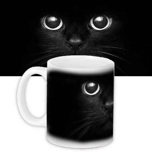 Кружка с принтом Черная кошка
