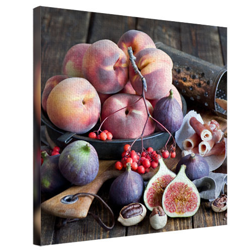 Картина на ткани, 65х65 см Инжир с персиками